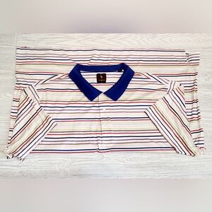 TailorByrd Mens Polo Shirt Size 3X Blue Striped Egyptian Cotton Golf Preppy
